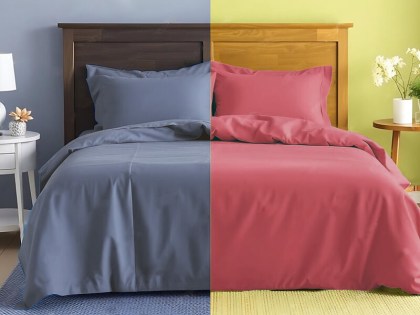 Σετ Σεντόνια Γίγας - King Size Γκρι-Σάπιο Μήλο Βαμβοκασατεν 200 Κλωστών Δίχρωμο Γαρύφαλλο 235x255 | Γαρύφαλλο - Λευκά Είδη